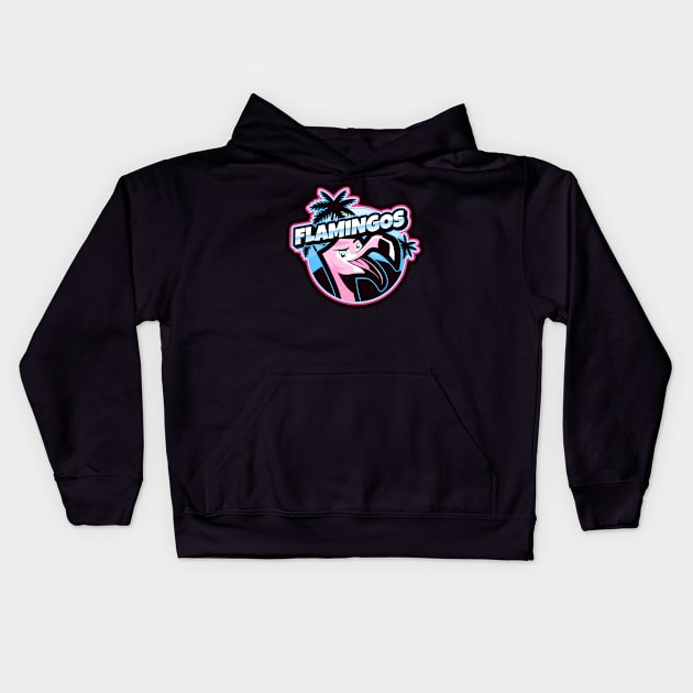 Flamingos Head with Words on Top Kids Hoodie by Flamingos Hockey